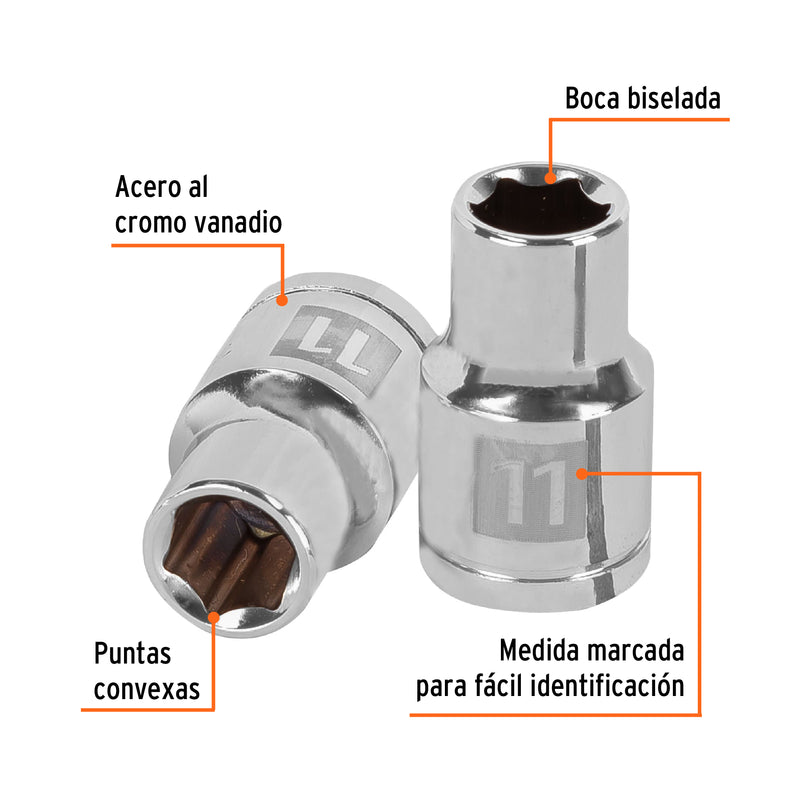 Dado de 6 puntas, cuadro 1/2" de 11mm