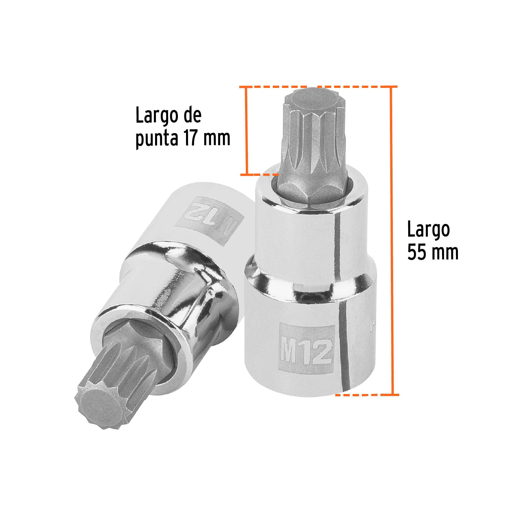 Dado punta corta bristol M12x55mm, cuadro 1/2'