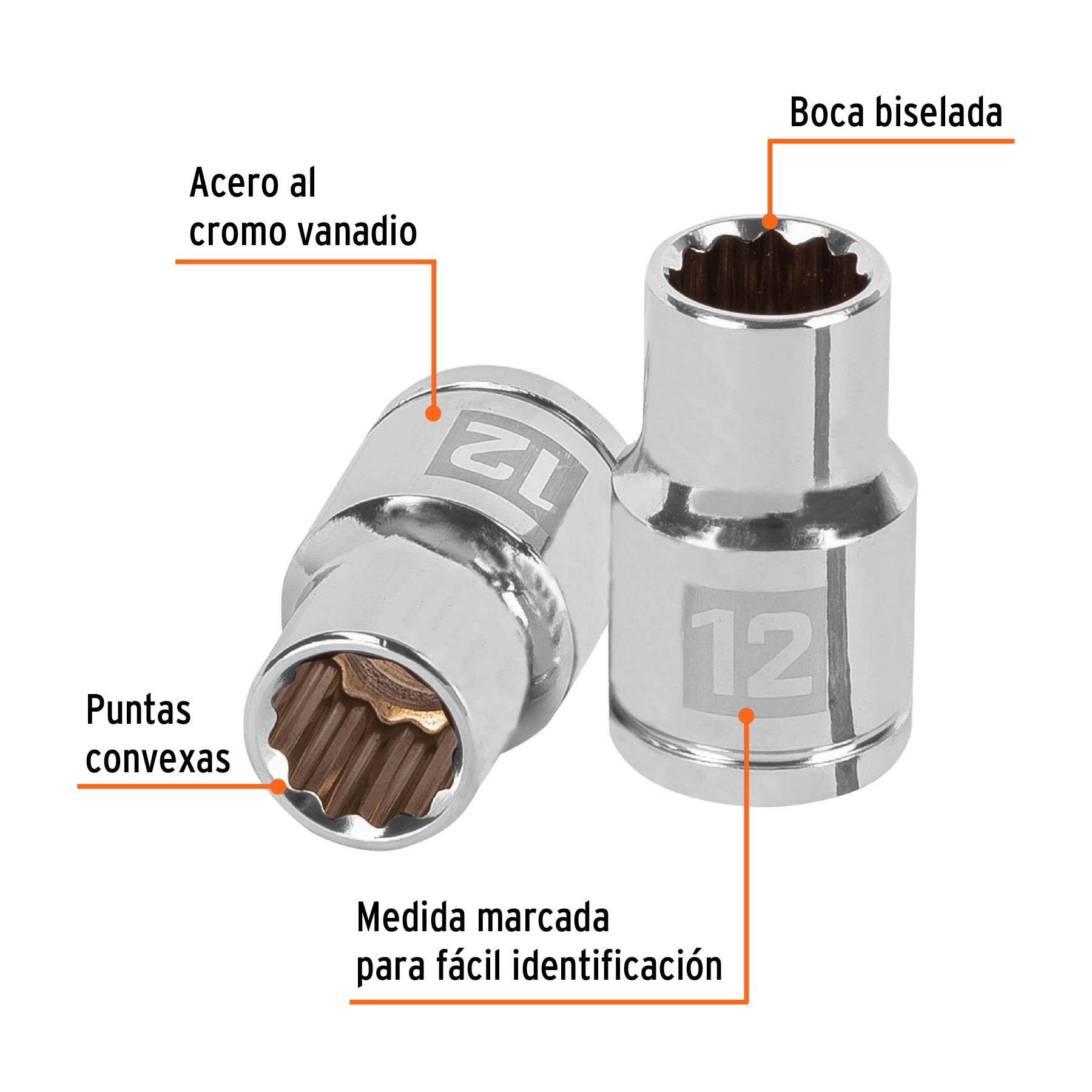 Dado de 12 puntas, cuadro 1/2" de 12mm