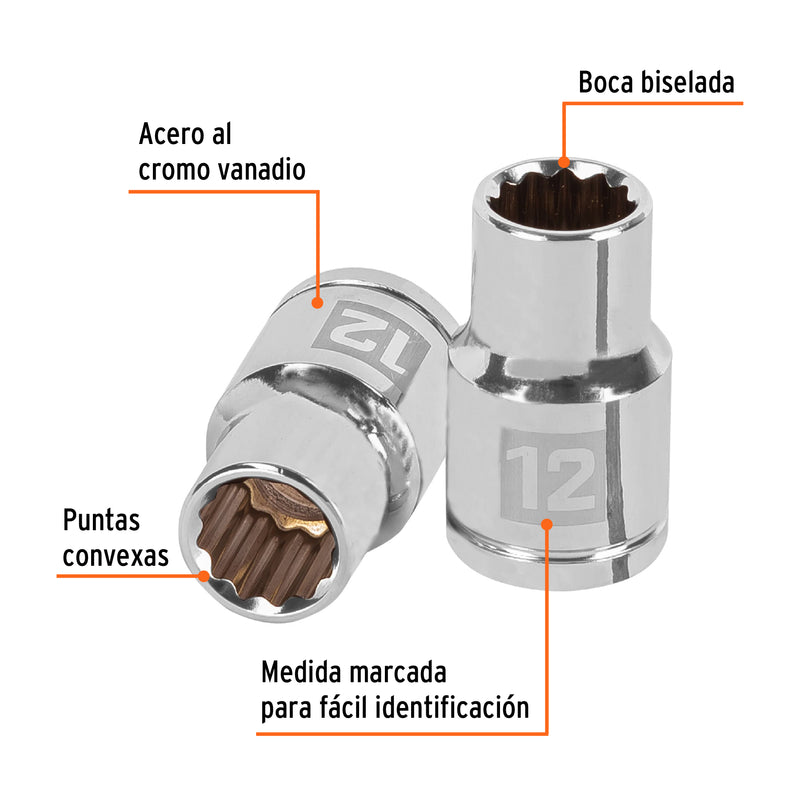 Dado de 12 puntas, cuadro 1/2" de 12mm