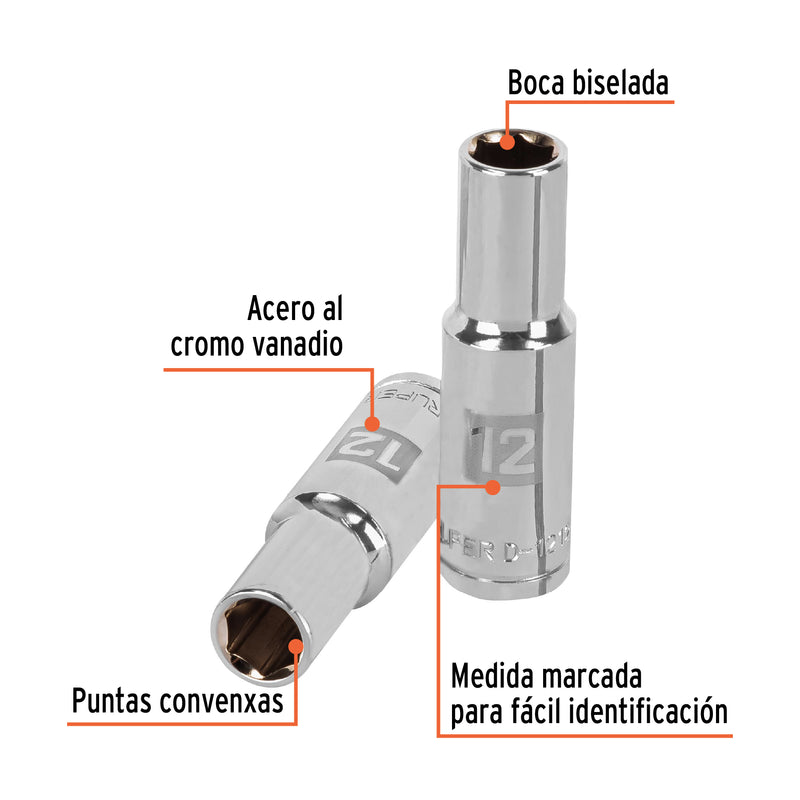 Dado de 6 puntas, cuadro 1/2" de 12mm..