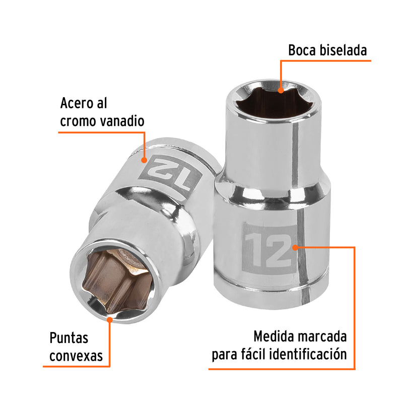 Dado de 6 puntas, cuadro 1/2" de 12mm