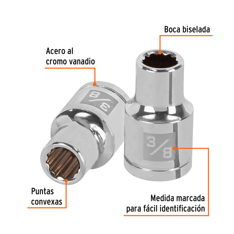 Dado de 12 puntas, cuadro 1/2" de 3/8"