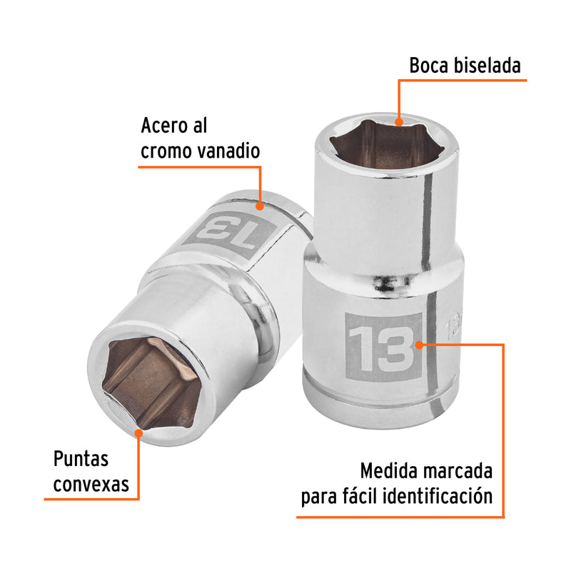 Dado de 6 puntas, cuadro 1/2" de 13mm