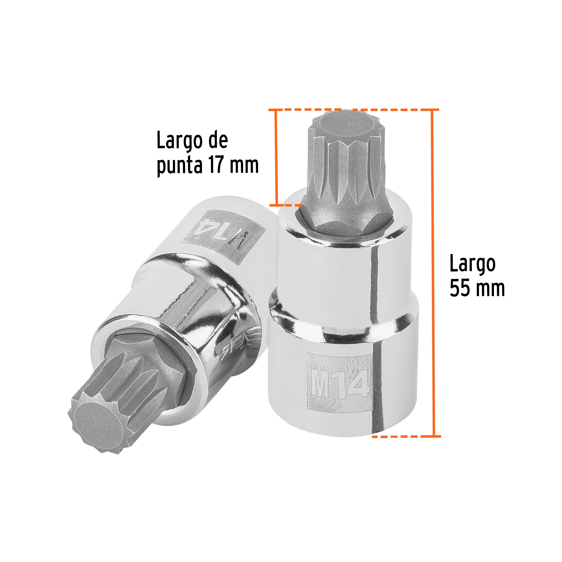 Dado punta corta bristol M14x55mm, cuadro 1/2'