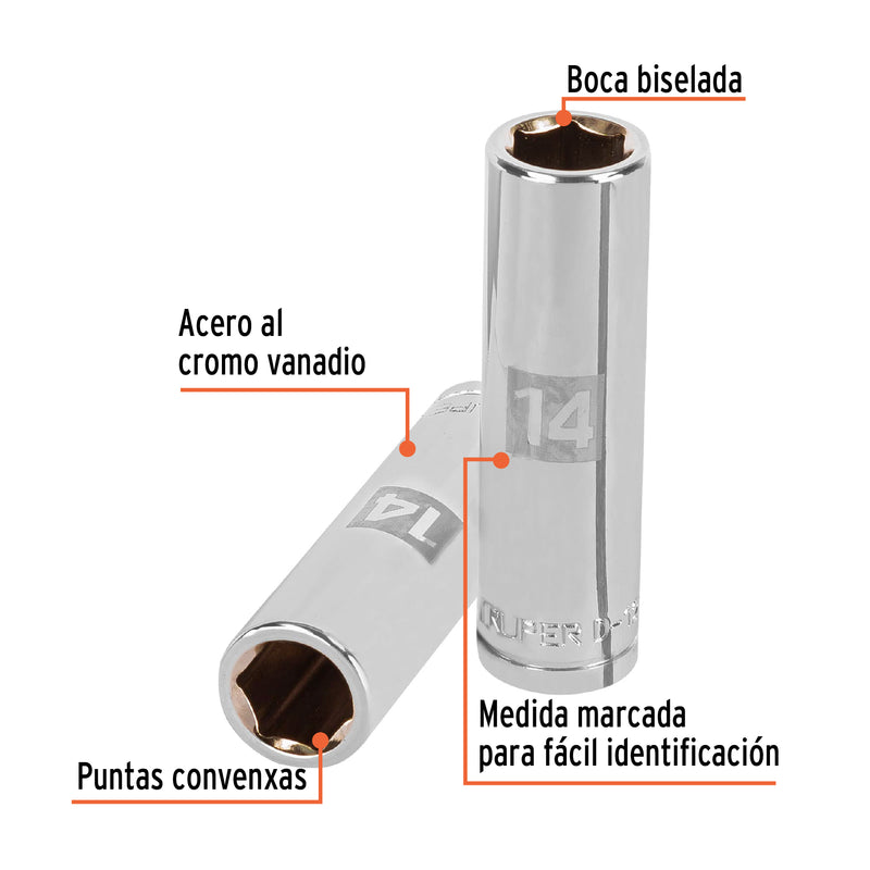 Dado de 6 puntas, cuadro 1/2" de 14mm..