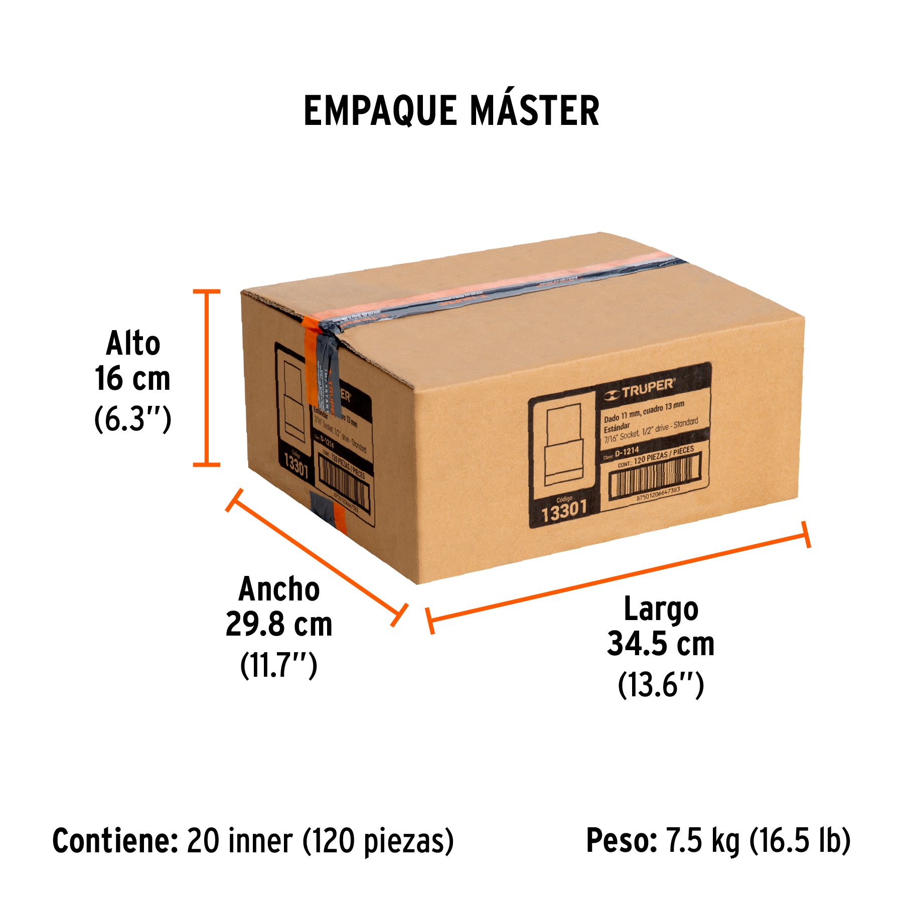 Dado de 12 puntas, cuadro 1/2" de 7/16"