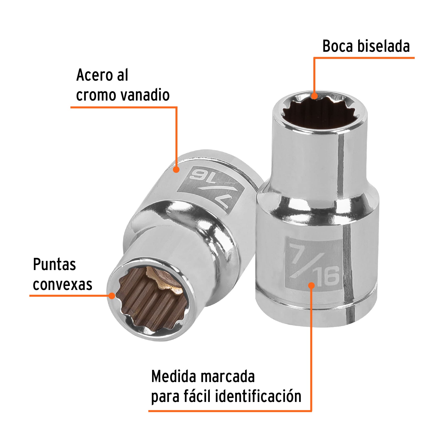 Dado de 12 puntas, cuadro 1/2" de 7/16"