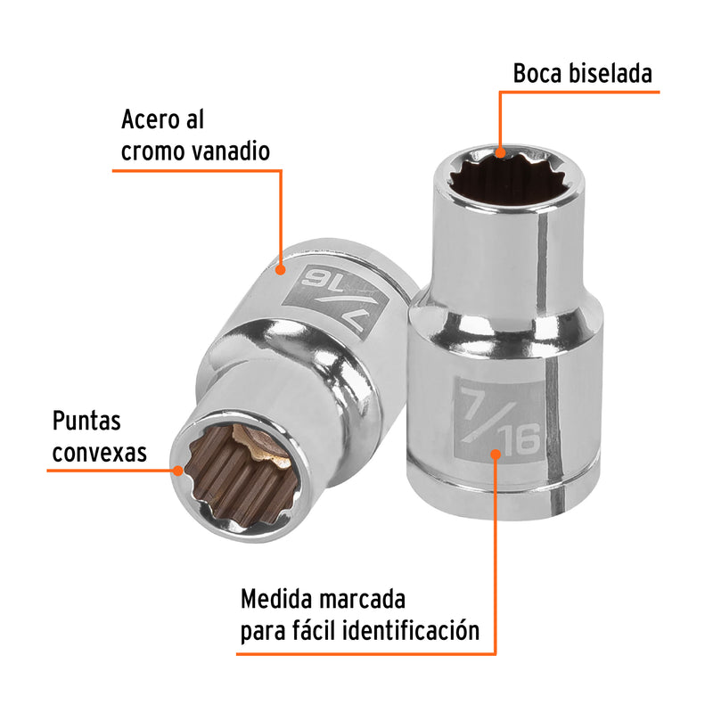 Dado de 12 puntas, cuadro 1/2" de 7/16"