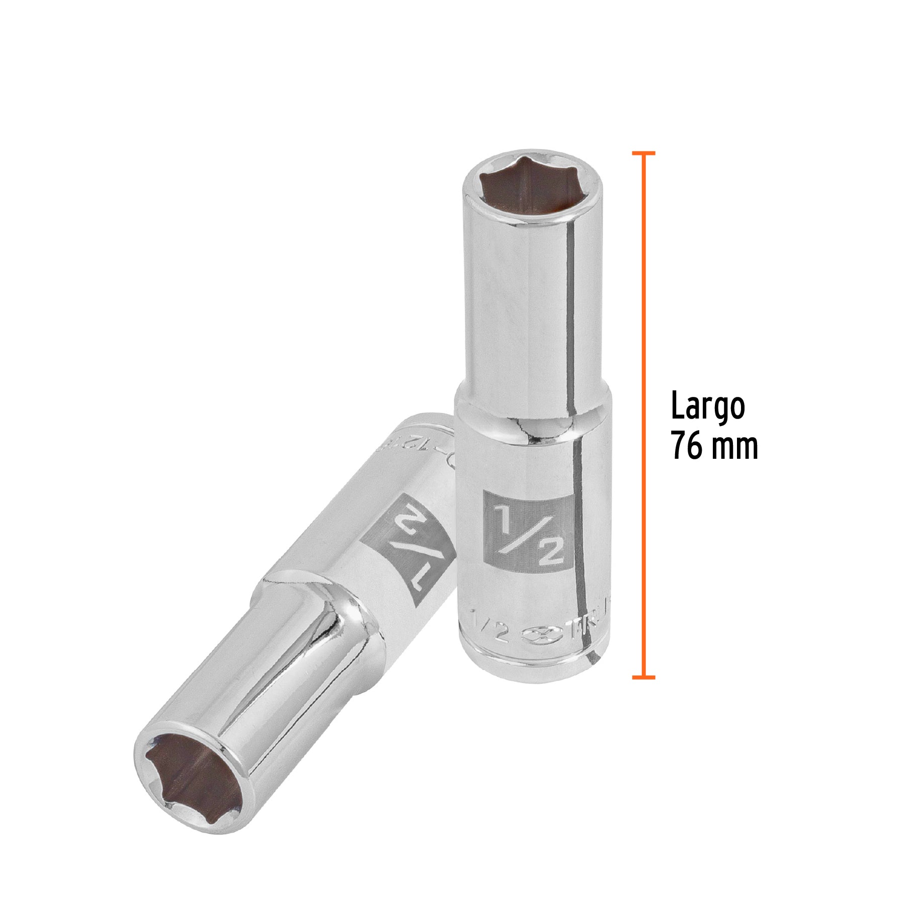 Dado de 6 puntas, largo, cuadro 1/2" de 1/2"