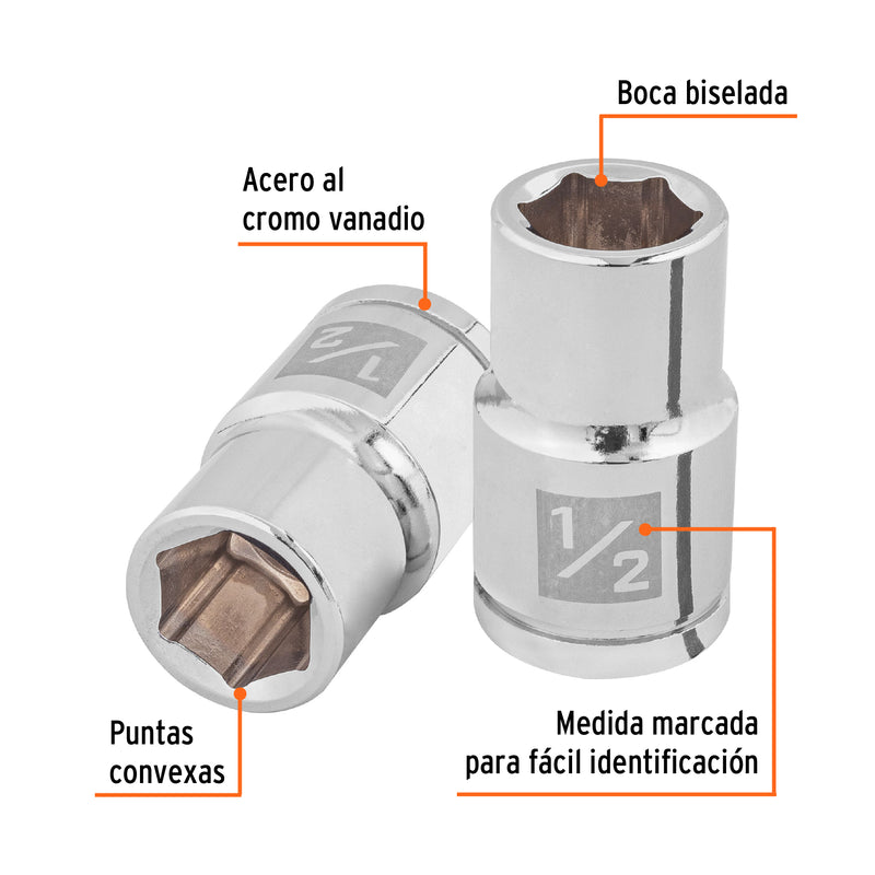 Dado de 6 puntas, cuadro 1/2" de 1/2"