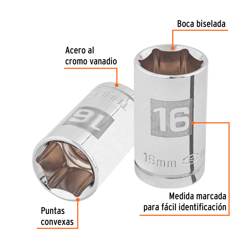Dado de 6 puntas, cuadro 1/2" de 16mm