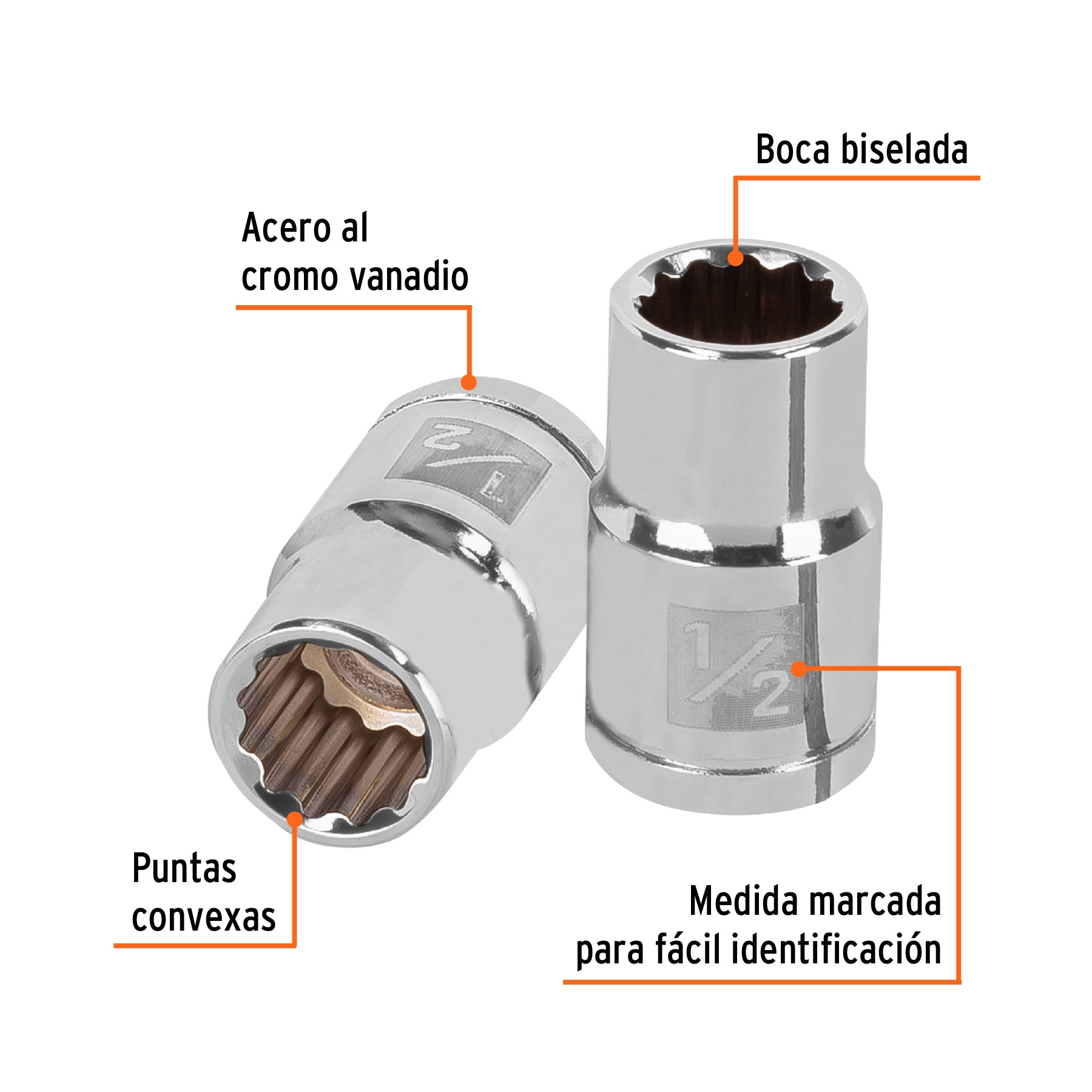 Dado de 12 puntas, cuadro 1/2" de 1/2"