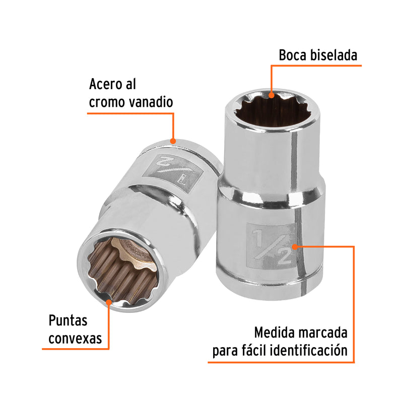 Dado de 12 puntas, cuadro 1/2" de 1/2"