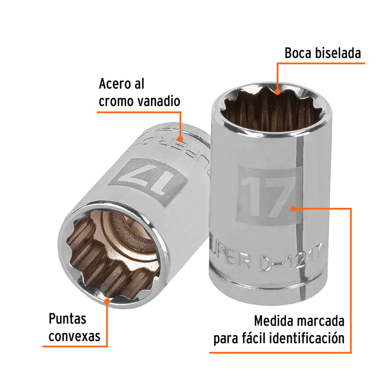 Dado de 12 puntas, cuadro 1/2" de 17mm