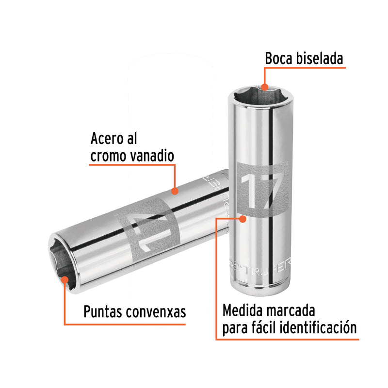 Dado de 6 puntas, cuadro 1/2" de 17mm..