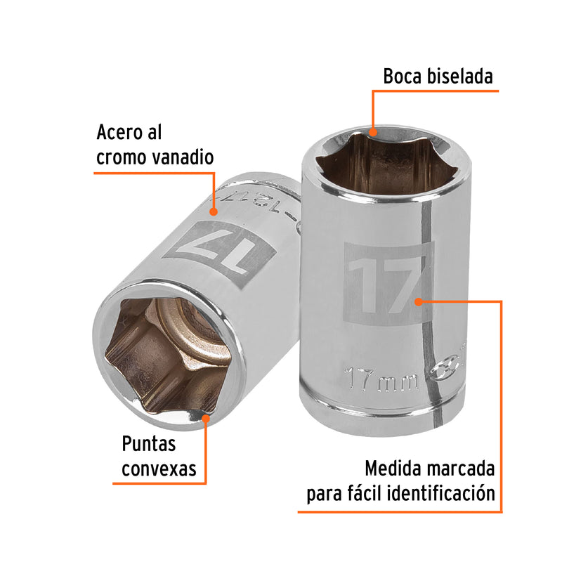 Dado de 6 puntas, cuadro 1/2" de 17mm