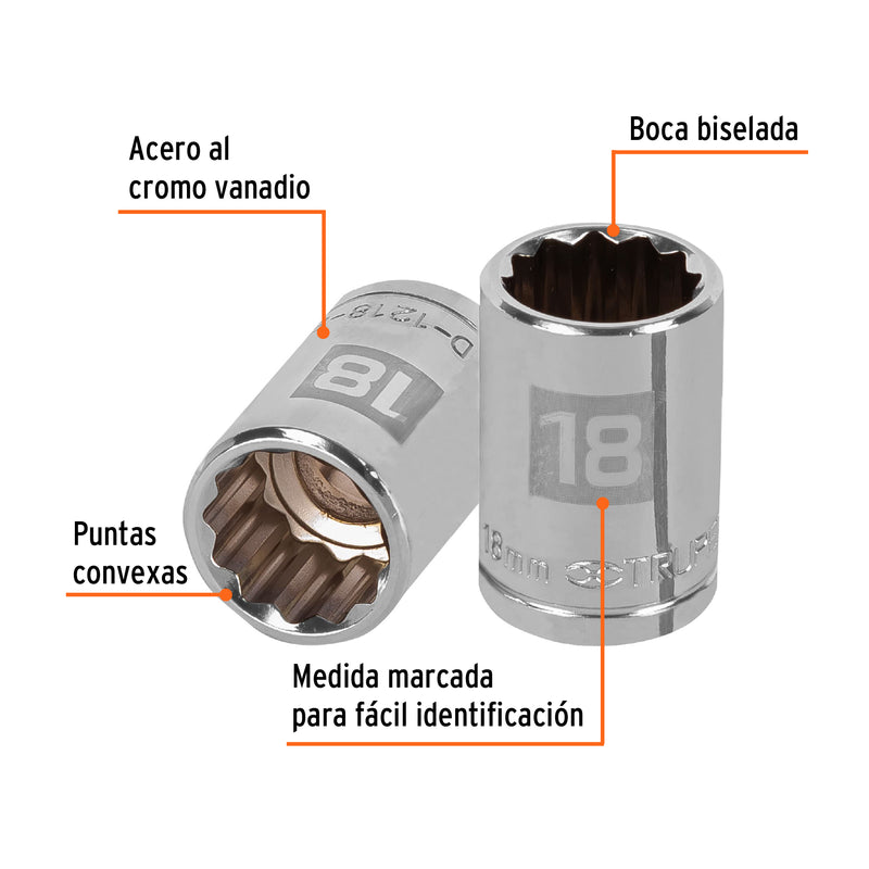 Dado de 12 puntas, cuadro 1/2" de 18mm