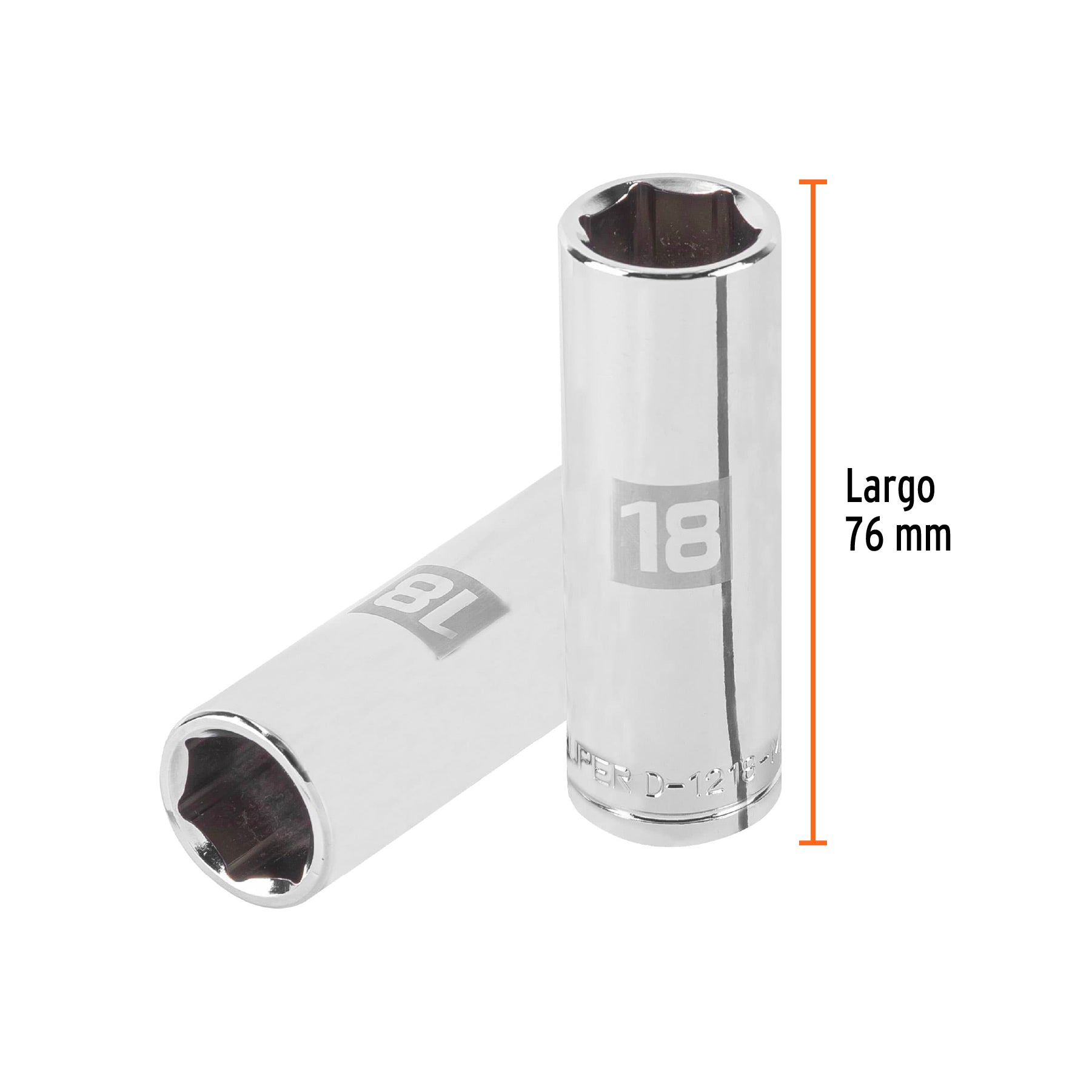 Dado de 6 puntas, cuadro 1/2" de 18mm..