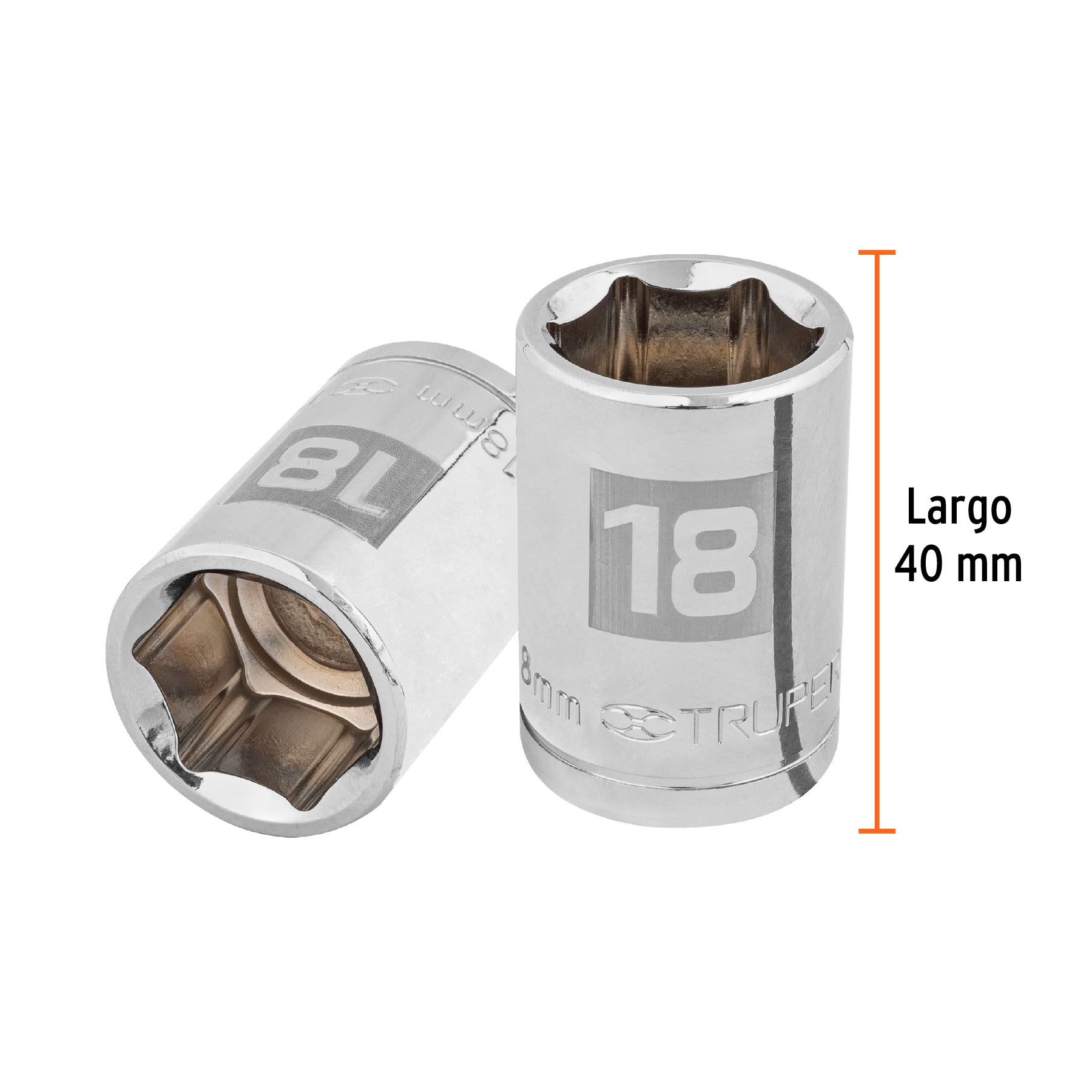 Dado de 6 puntas, cuadro 1/2" de 18mm