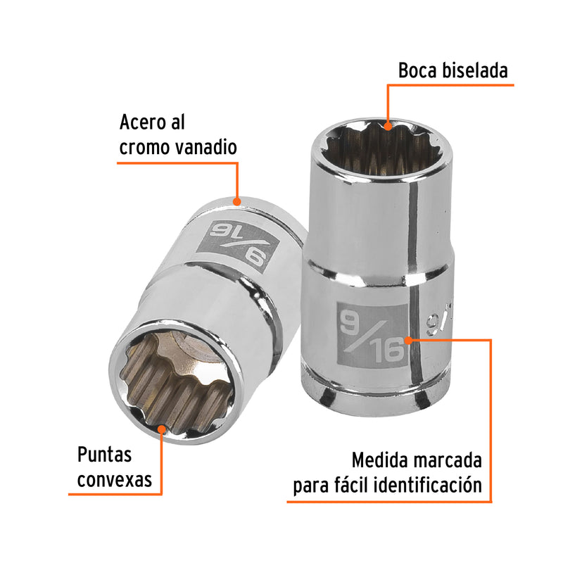 Dado de 12 puntas, cuadro 1/2" de 9/16"