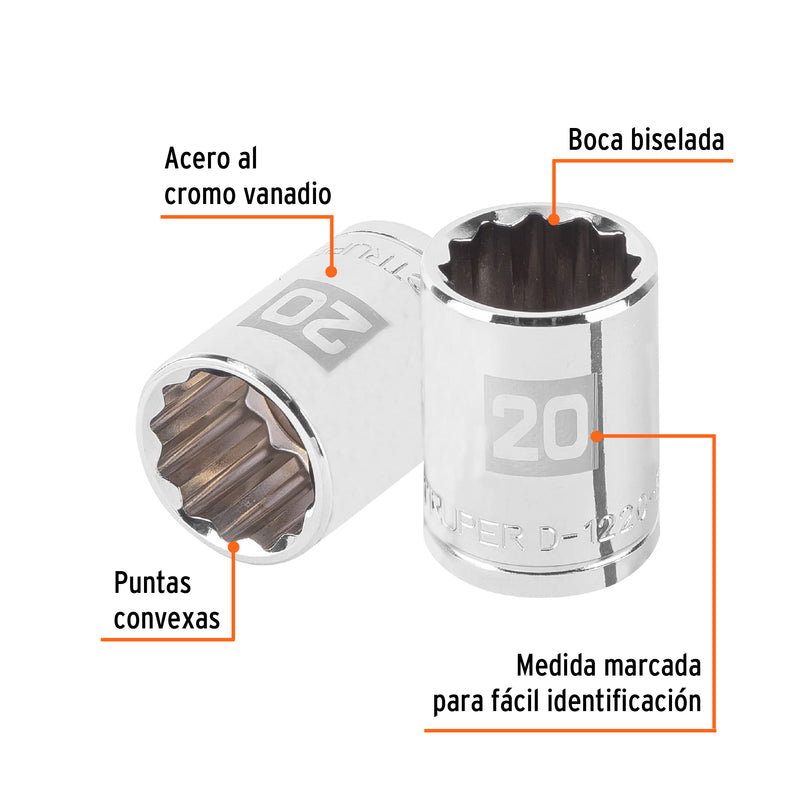 Dado de 12 puntas, cuadro 1/2" de 20mm