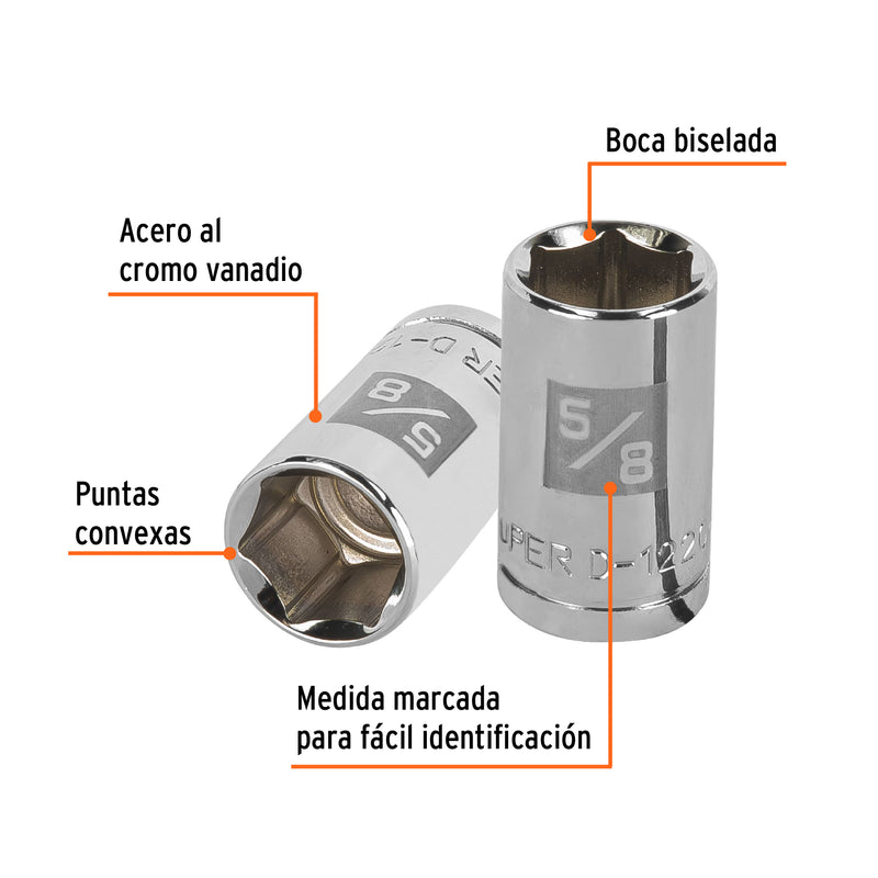 Dado de 6 puntas, cuadro 1/2" de 5/8"