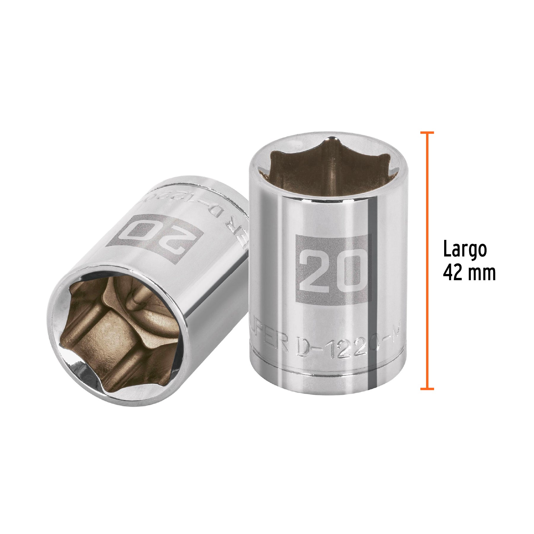 Dado de 6 puntas, cuadro 1/2" de 20mm