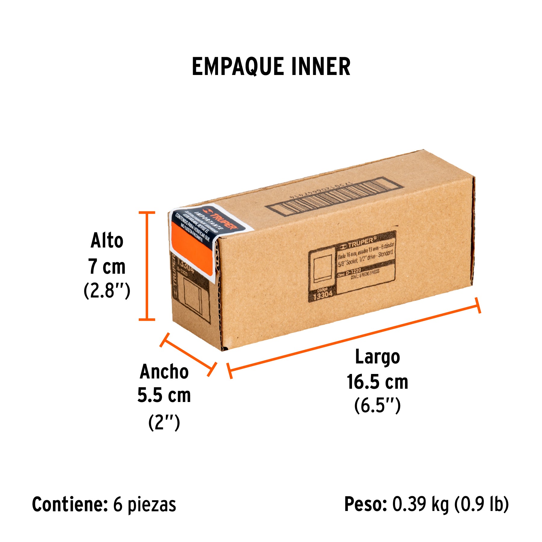 Dado de 12 puntas, cuadro 1/2" de 5/8"