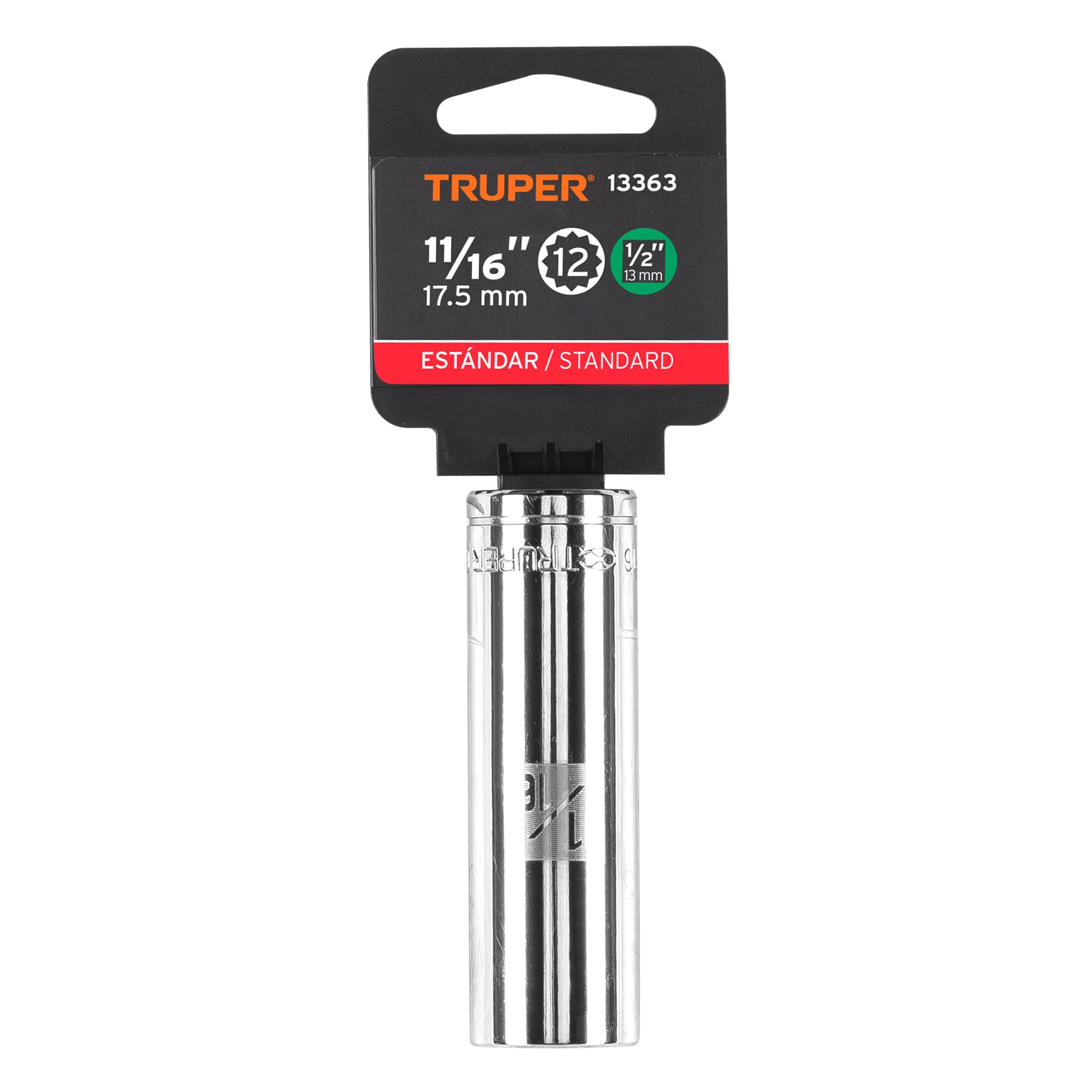 Dado de 12 puntas, largo, cuadro 1/2" de 11/16"
