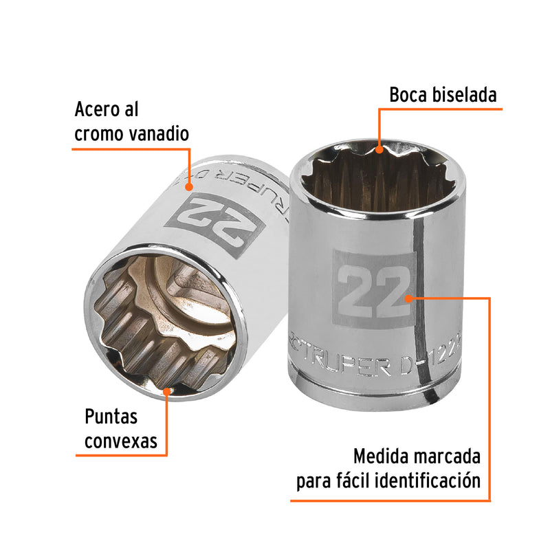 Dado de 12 puntas, cuadro 1/2" de 22mm