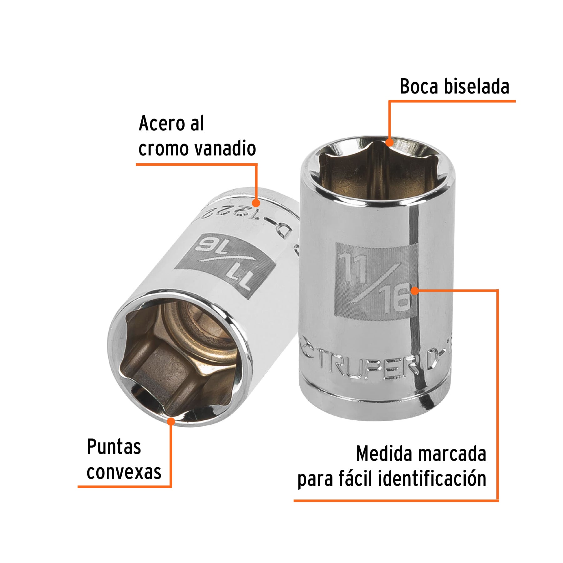 Dado de 6 puntas, cuadro 1/2" de 11/16"