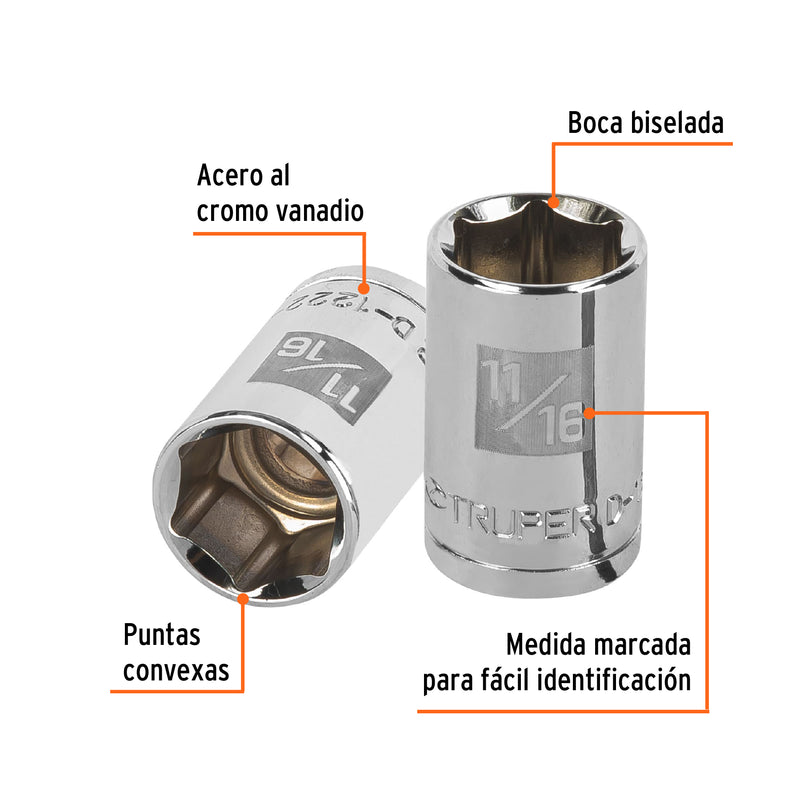Dado de 6 puntas, cuadro 1/2" de 11/16"