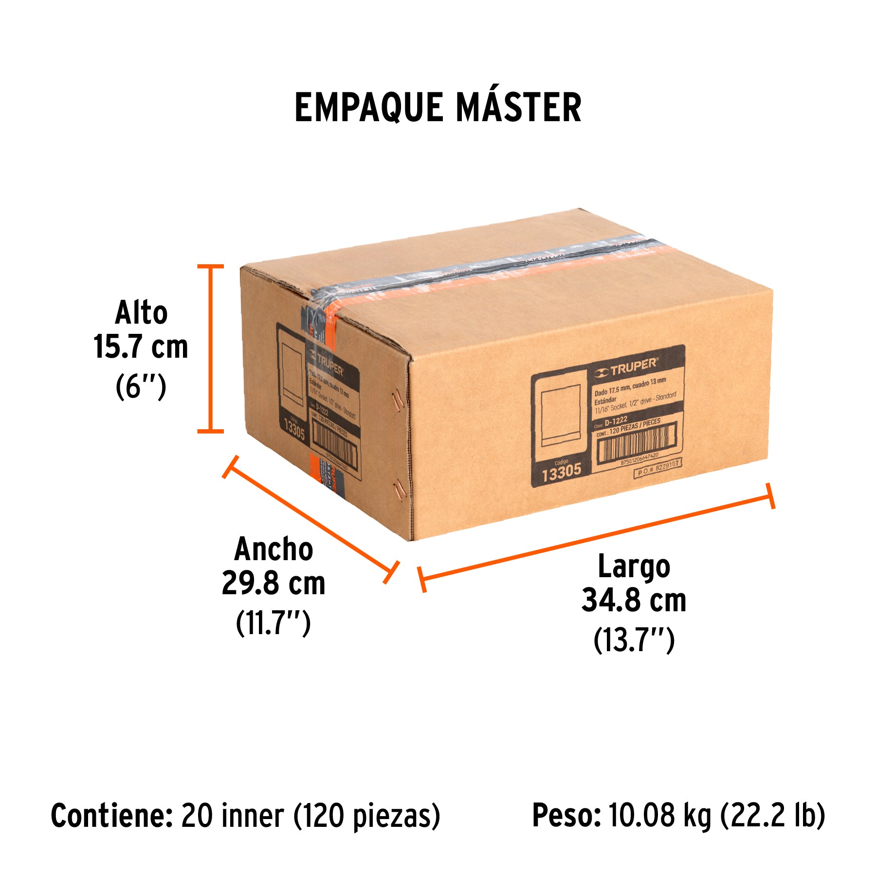 Dado de 12 puntas, cuadro 1/2" de 11/16"