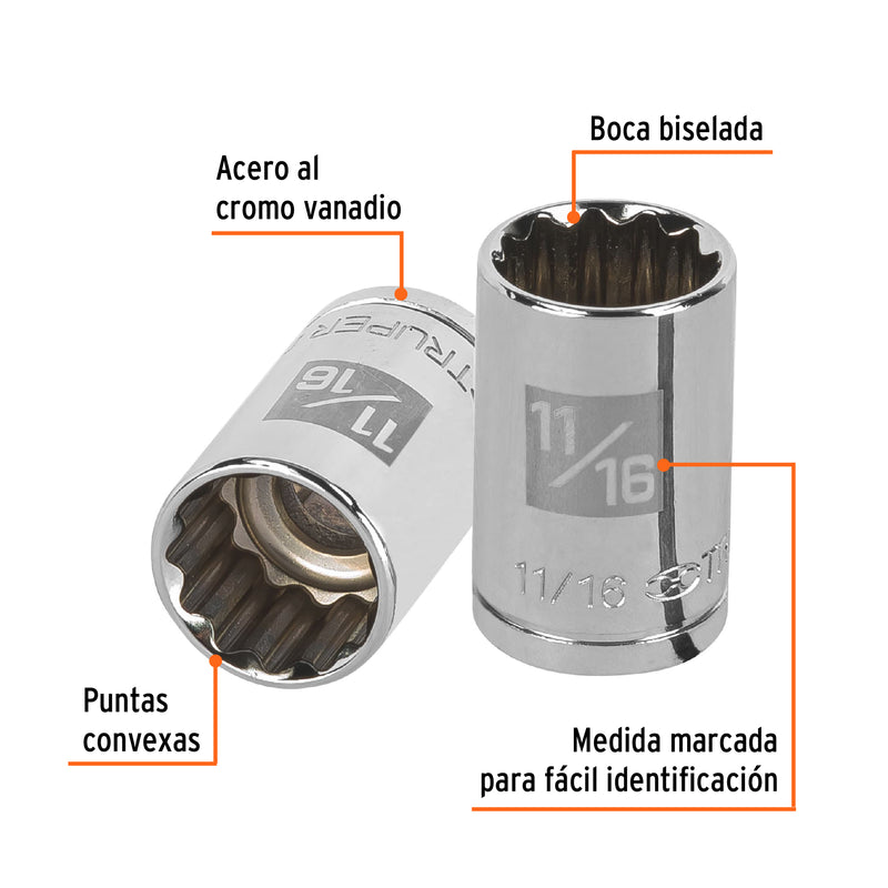 Dado de 12 puntas, cuadro 1/2" de 11/16"