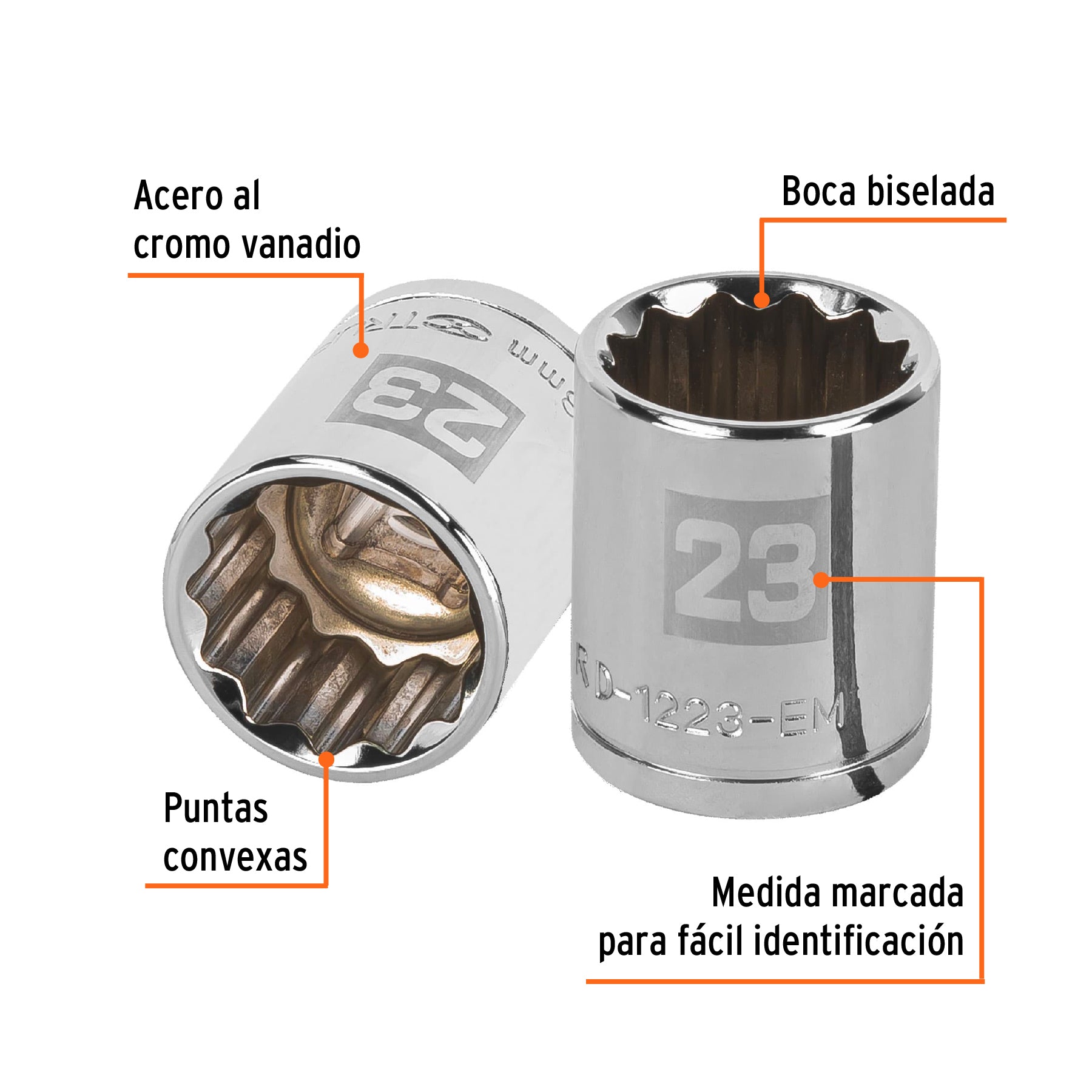 Dado de 12 puntas, cuadro 1/2" de 23mm