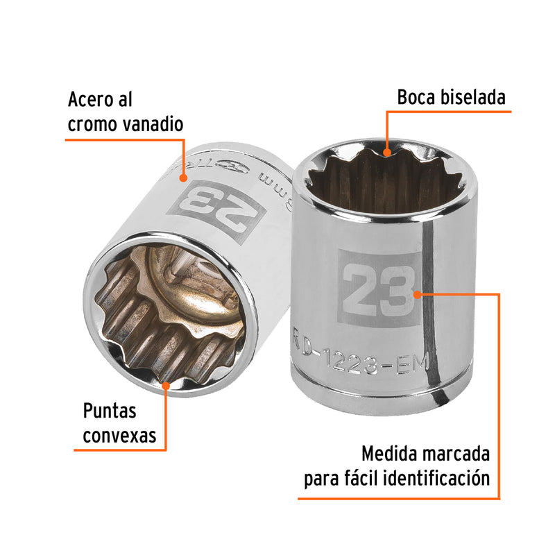 Dado de 12 puntas, cuadro 1/2" de 23mm