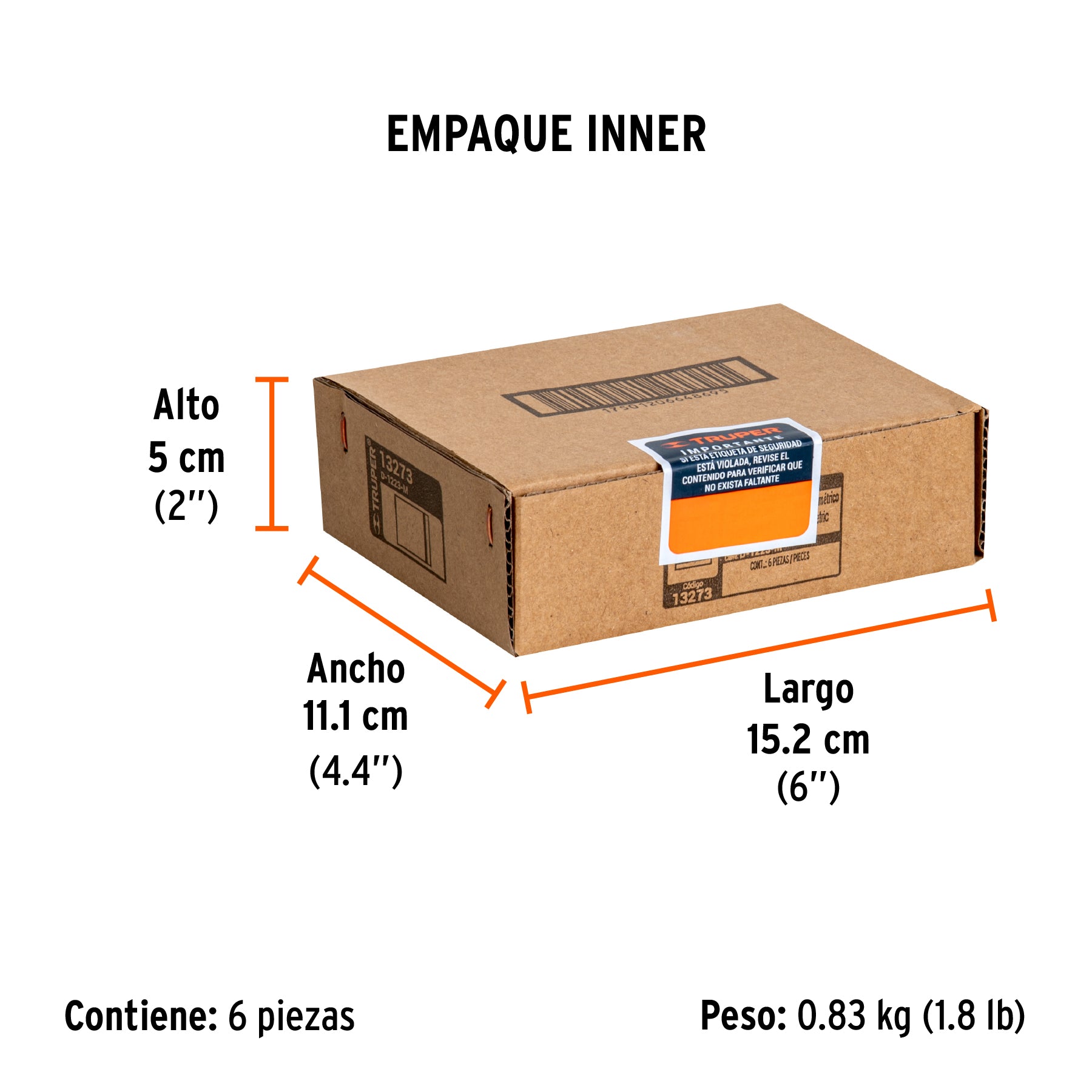 Dado de 6 puntas, cuadro 1/2" de 23mm