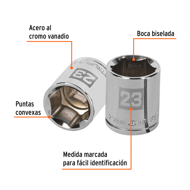 Dado de 6 puntas, cuadro 1/2" de 23mm