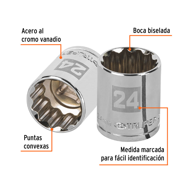 Dado de 12 puntas, cuadro 1/2" de 24mm