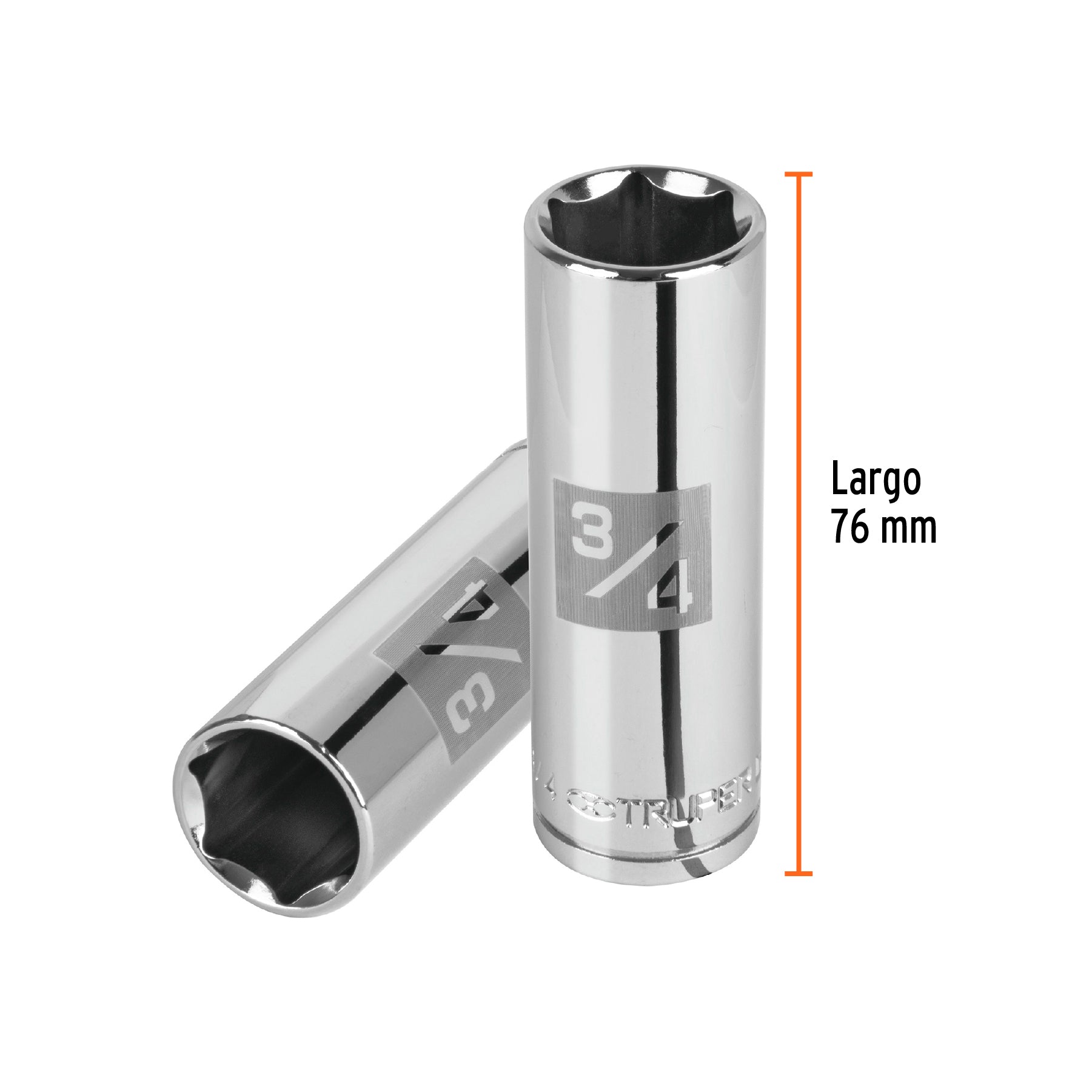 Dado de 6 puntas, largo, cuadro 1/2" de 3/4"