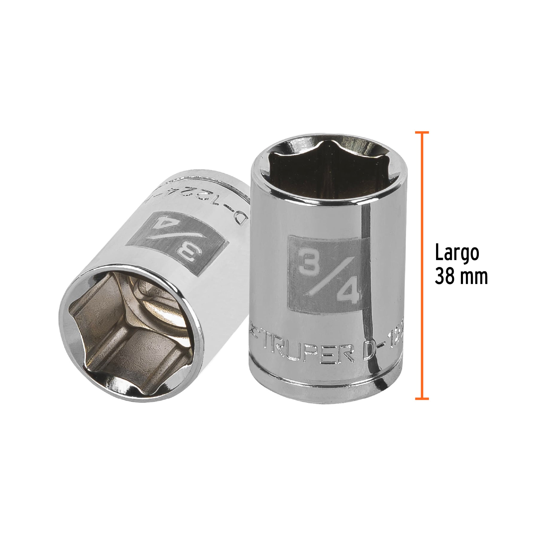 Dado de 6 puntas, cuadro 1/2" de 3/4"