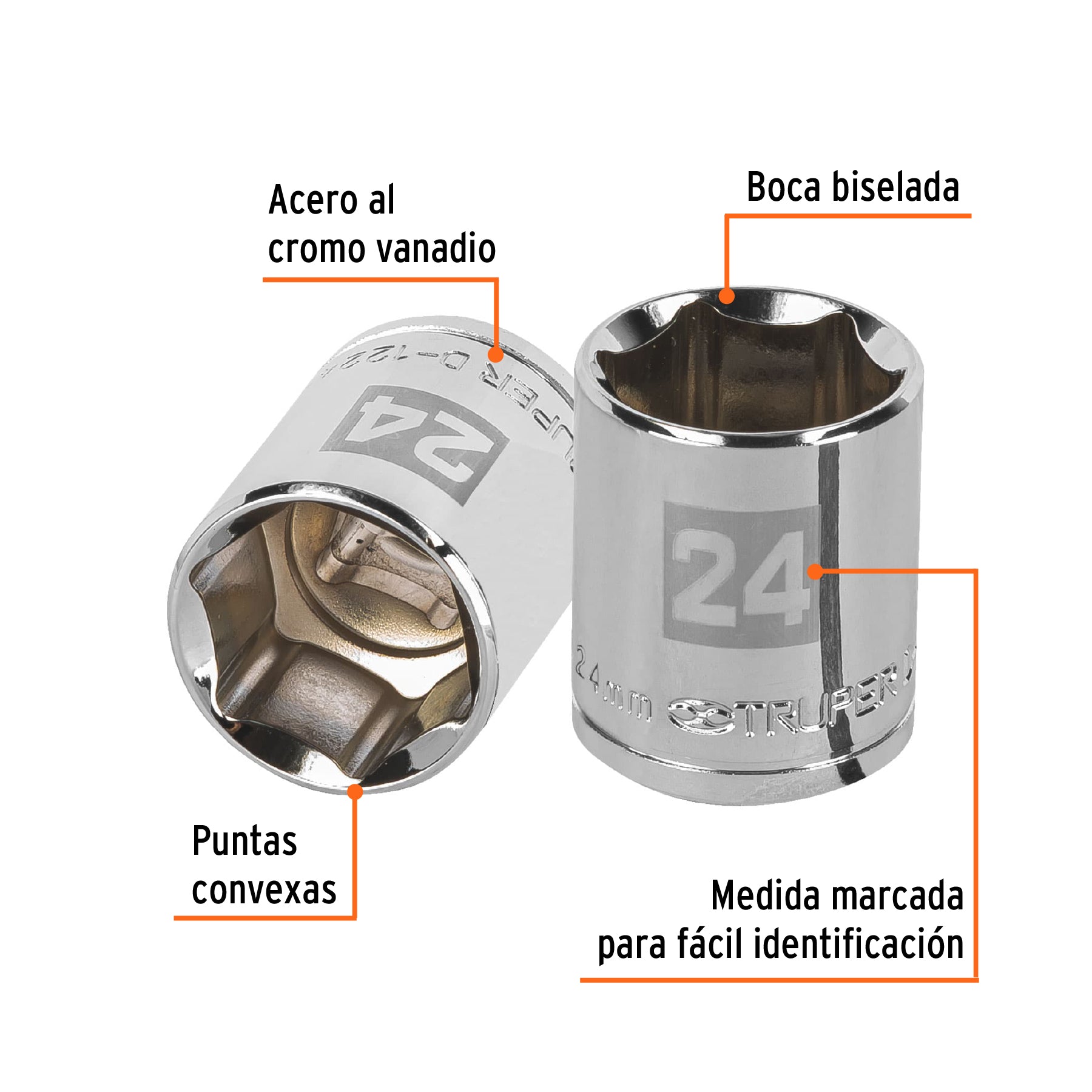 Dado de 6 puntas, cuadro 1/2" de 24mm