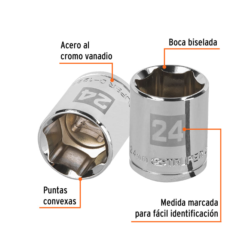Dado de 6 puntas, cuadro 1/2" de 24mm