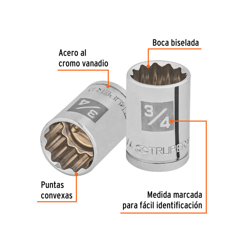 Dado de 12 puntas, cuadro 1/2" de 3/4"