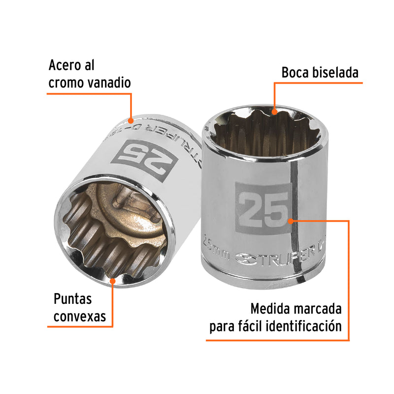 Dado de 12 puntas, cuadro 1/2" de 25mm