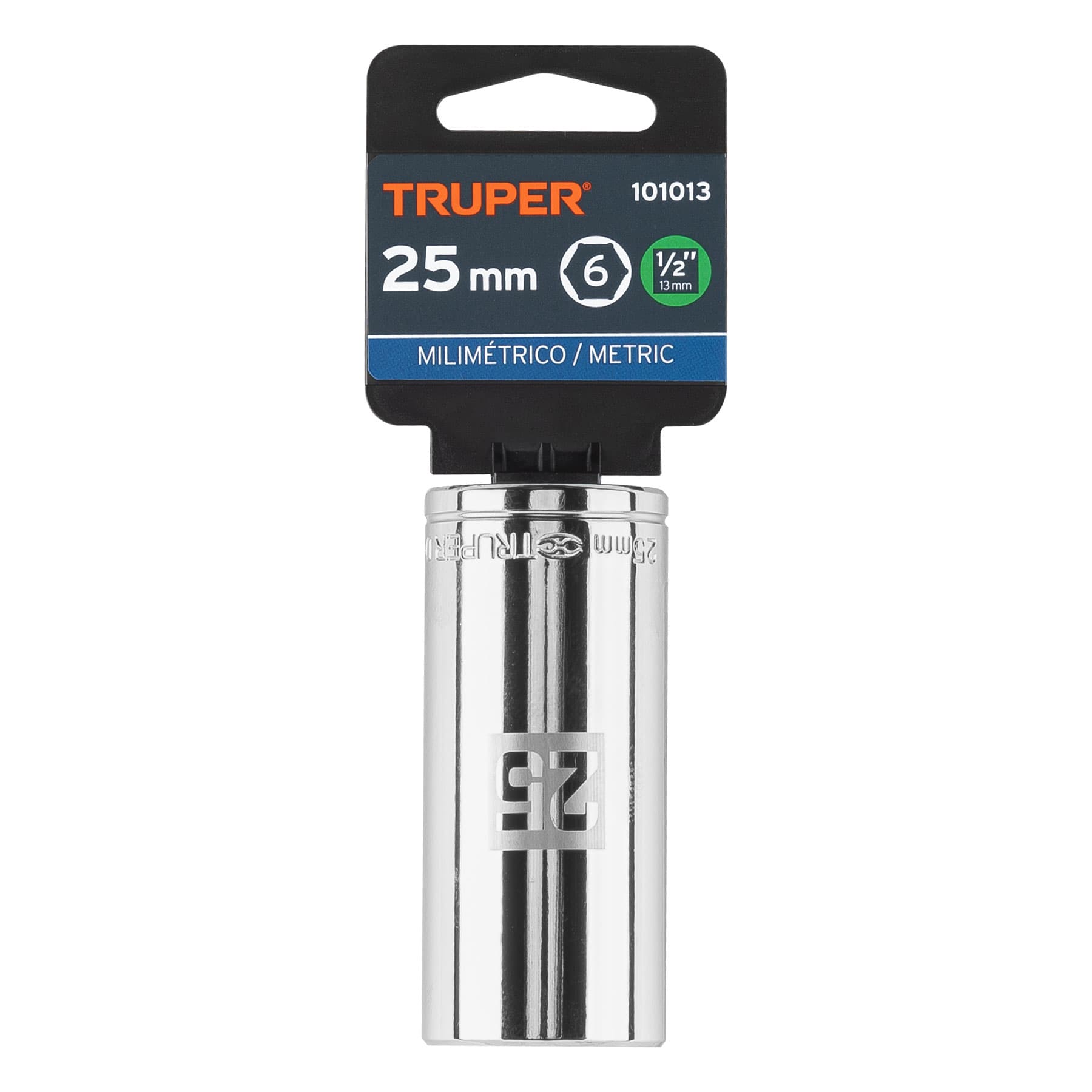 Dado largo de 25 mm, 6 puntas, cuadro 1/2', Truper
