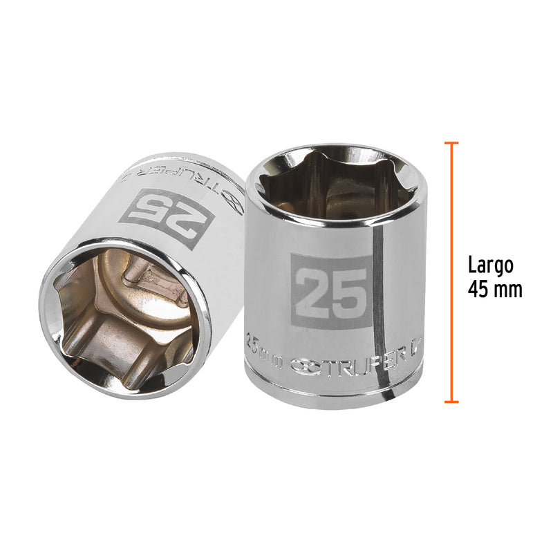 Dado de 6 puntas, cuadro 1/2" de 25mm