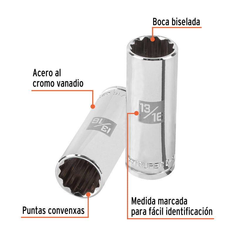 Dado de 12 puntas, largo, cuadro 1/2" de 13/16"