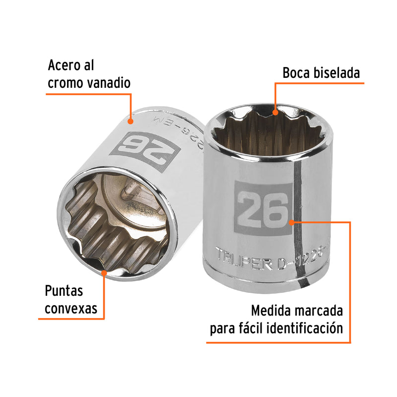 Dado de 12 puntas, cuadro 1/2" de 26mm
